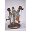 Statue de bronze en cuivre pour filles 3 dansant autour de l'eau pour décor de jardin extérieur, 35 po x 24 po x H 38 po