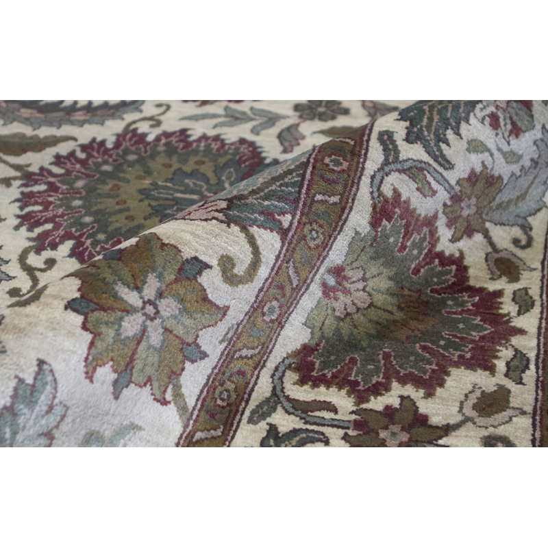 Tapis crème et brun noué à la main de haute qualité