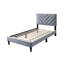 Grey Velvet Twin Size Bed - Adjustable Up To 3", 12 Strong Support, No Box Spring, Bedroom Modern Upholstery, Stable Headboard, Spring