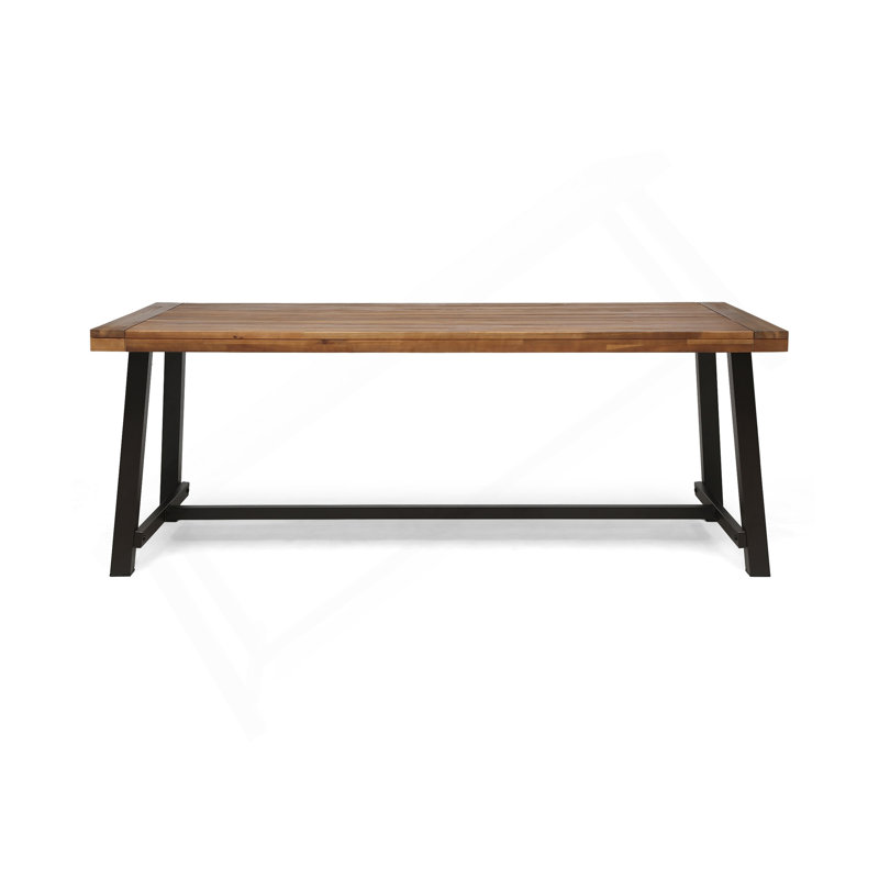 Table de salle à manger d'extérieur, Noir, Teck