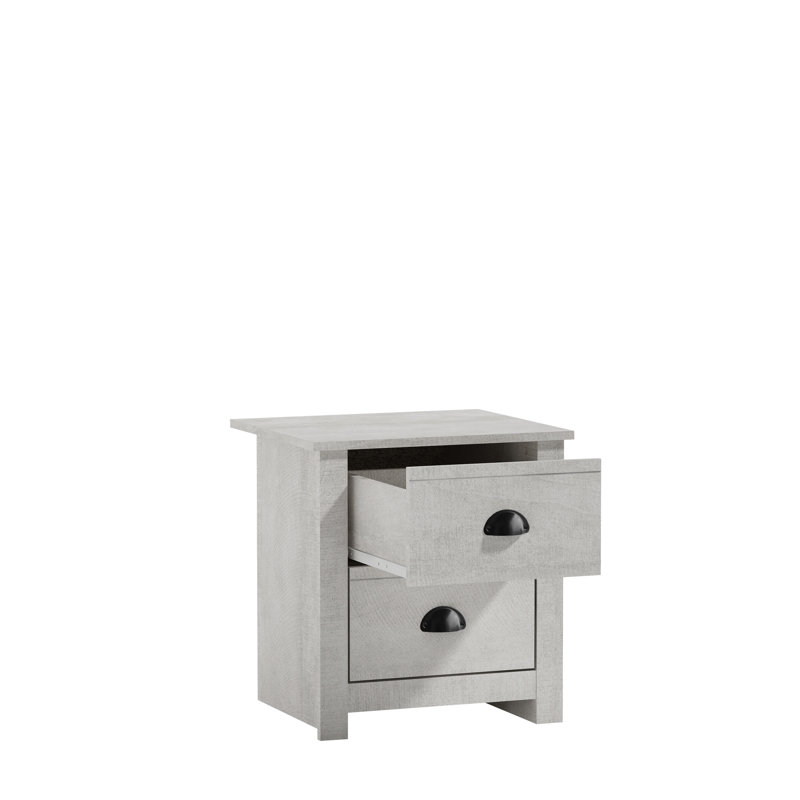 Bhure 20.8" 2 Drawer Nightstand, Beige