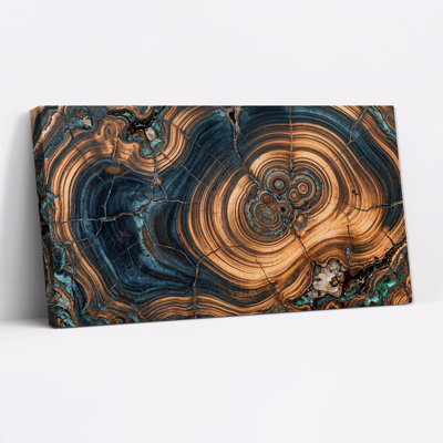 Art mural sur toile tourbillonnant bleu et cuivre