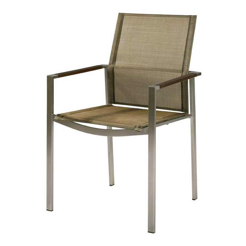 Mercury Outdoor Dining Armchair, Graphite Finish/Titanium Sling