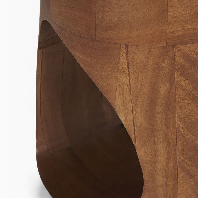 Cove Sculptural Open Side Table, Medium Brown