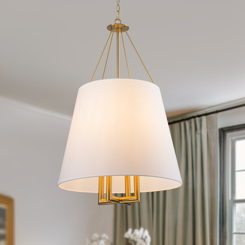 4 - Light 22" Cone Pendant With Fabric Shade