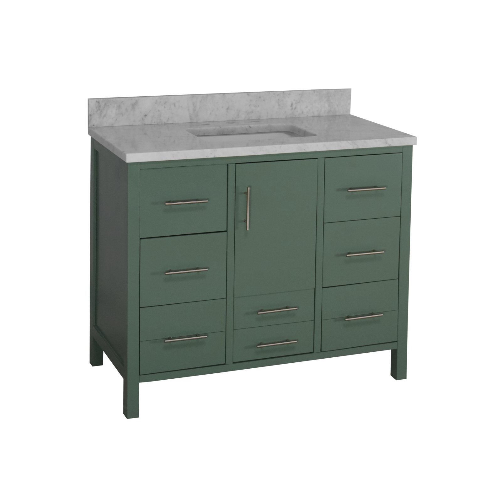 Kiara 42'' Single Bathroom Vanity, Sage Green, Carrara Marble