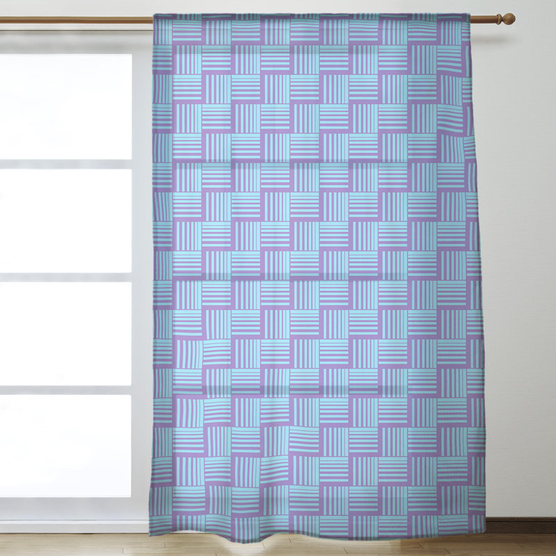 Panneau de rideau simple diaphane avec passe-tringle classique, Mauve / bleu sarcelle
