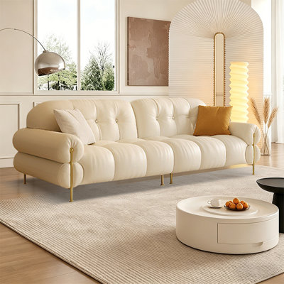 Beige Faux Leather Modular Sofa cushion couch