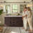Chimira 60" Farmhouse Double Sink Bathroom Vanity with 2 Drawers & Doors,Brown-101339865