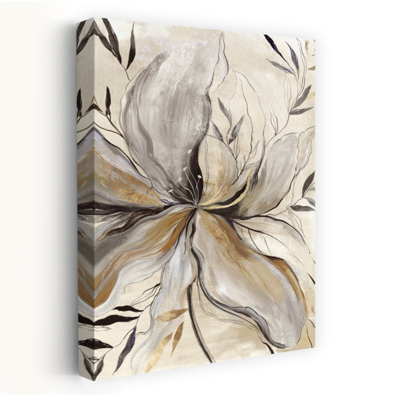 Fleur d'or Charole II abstrait, délicat, fleur élégante, art naturel, H 36 po x l 24 po