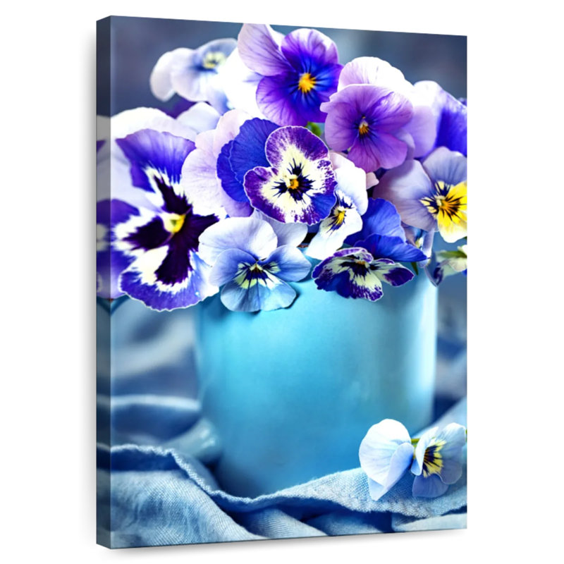 Harnek Pansies In A Vase, H 48 po x l 32 po