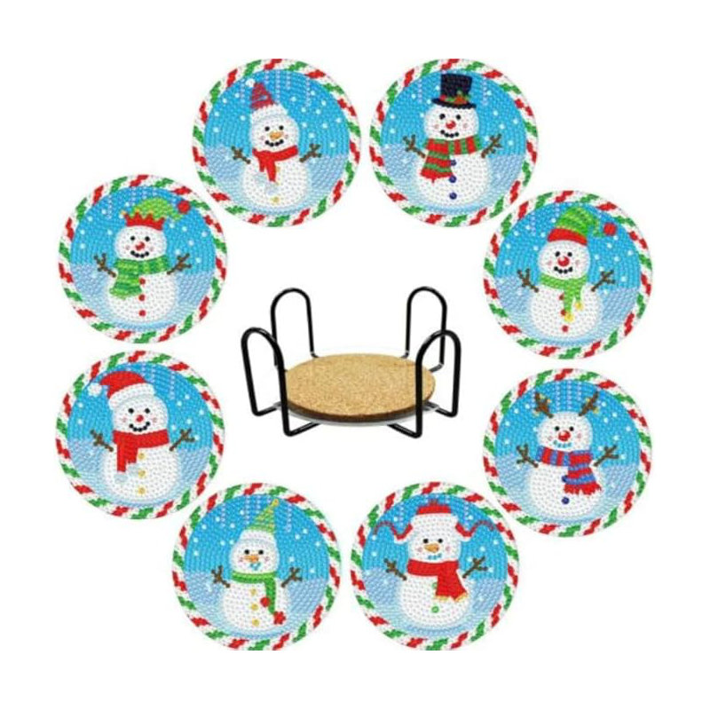 Acrylic Round 8 Piece Coaster Set With Holder