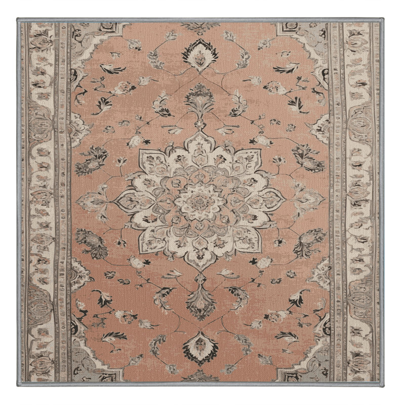 Tapis gris Tabriz lavable à la machine, Carré 4 pi