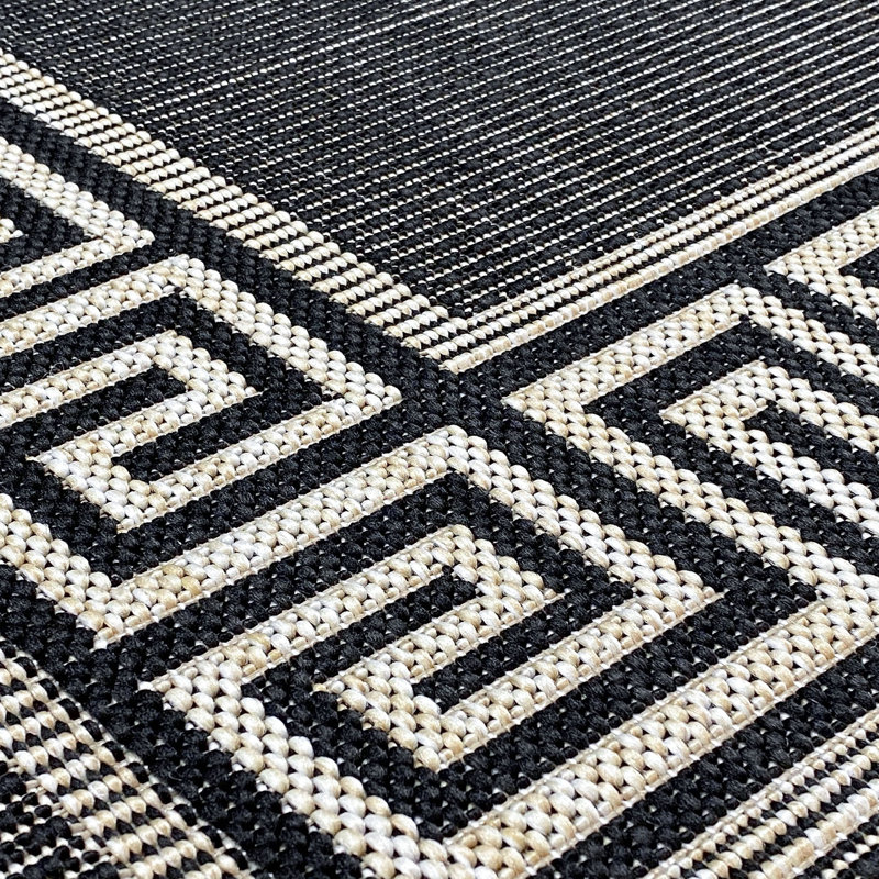 Tapis noir / crème Seraphine, Rond 7 pi 10 po