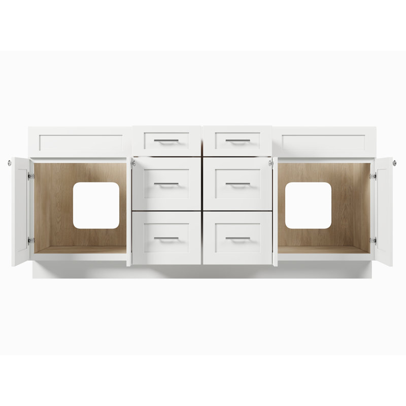 Disar 78'' Double Bathroom Vanity Base only, White