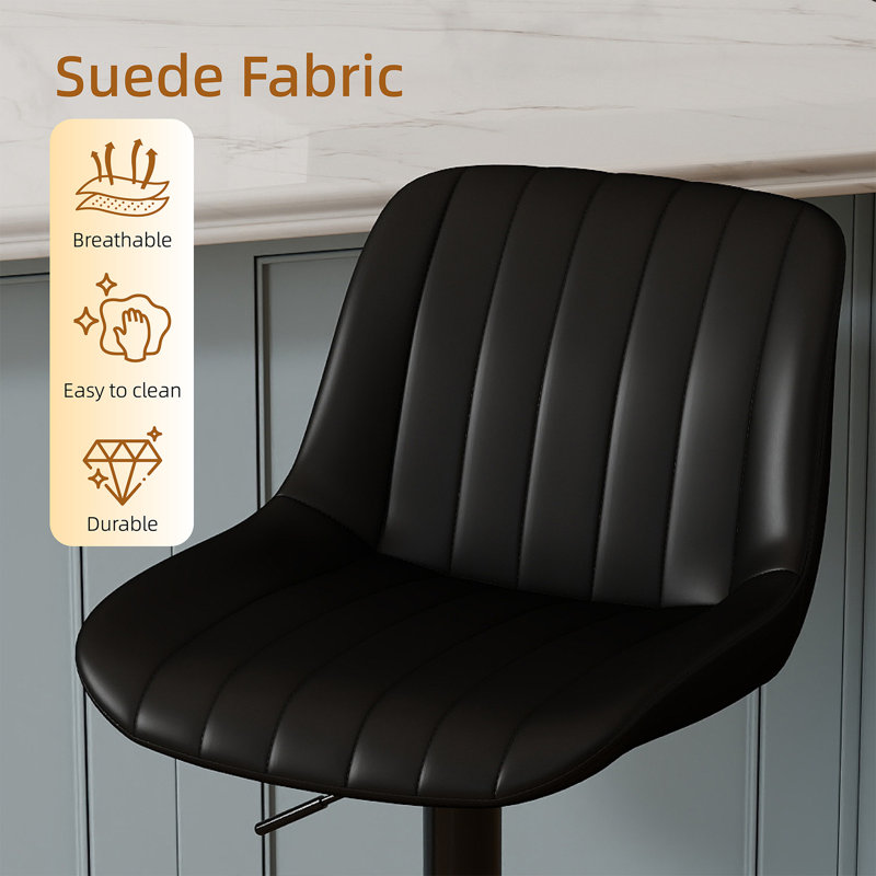 Moniq Swivel Adjustable Height Bar Stool, 3, Black