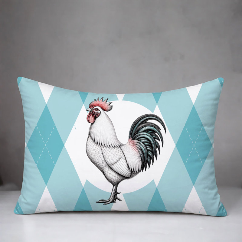 Oreiller réversible intérieur / extérieur Rooster, 25 x 18, Sarcelle