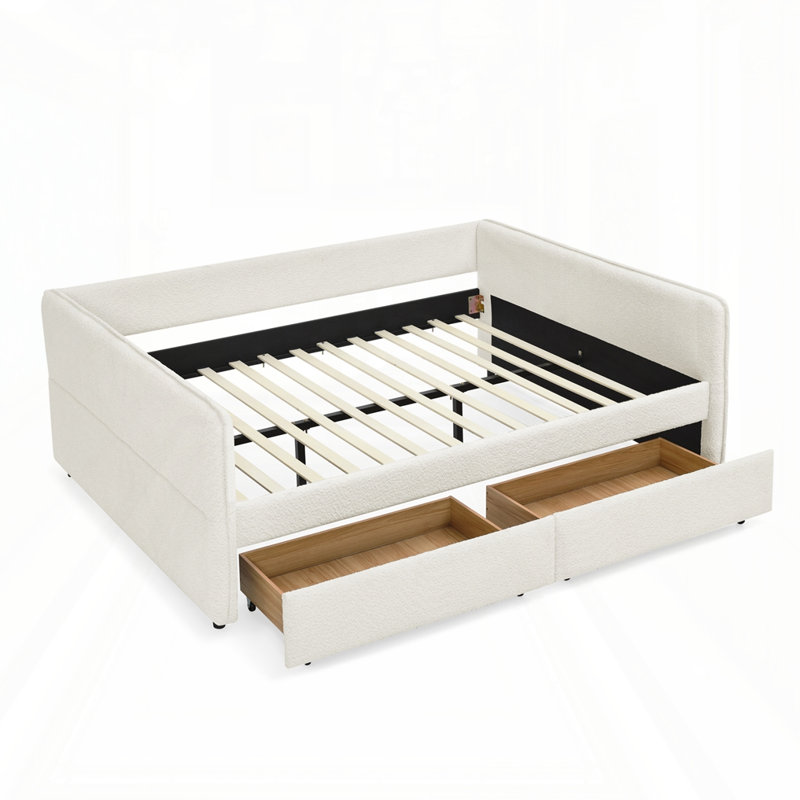 Lit de jour rembourré avec couchette, Beige