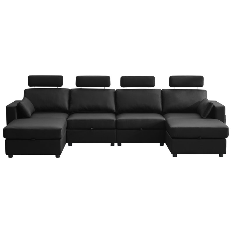 Upholstered Sofa, Black Chenille