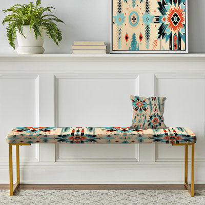 Geometric Upholstered Gold Bench
