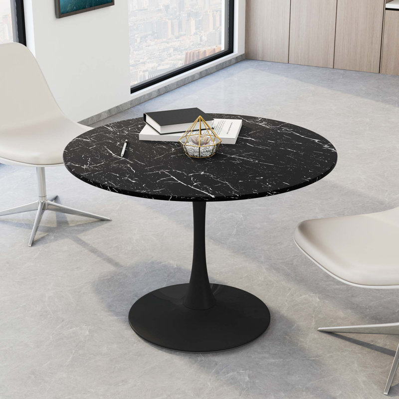 Table de salle à manger, Noir, 29.33"H x 42.13"W x 42.13"L, Marbre noir