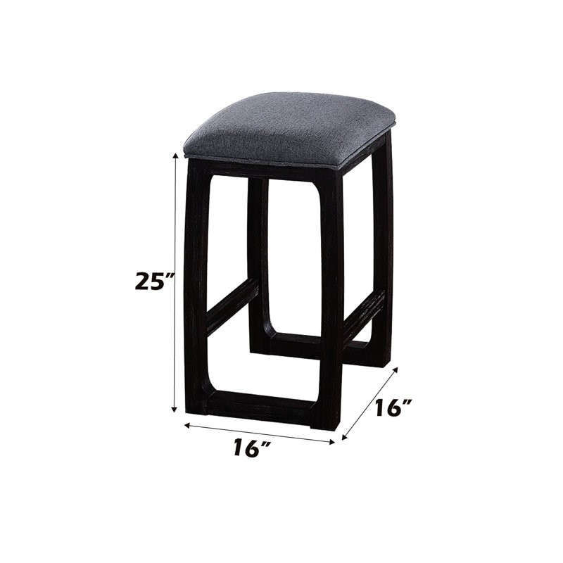 Tabouret à hauteur de comptoir séduisant en tissu gris et superbe patiné