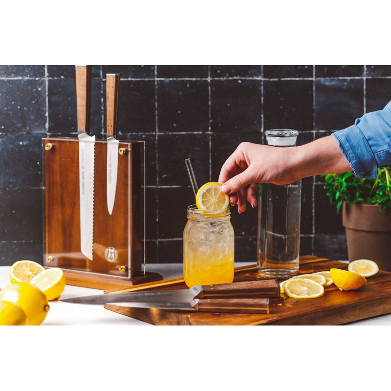 Schmidt Brothers Cutlery Schmidt Brothers™ Cutlery Walnut & Brass 6 Piece Knife Block Set