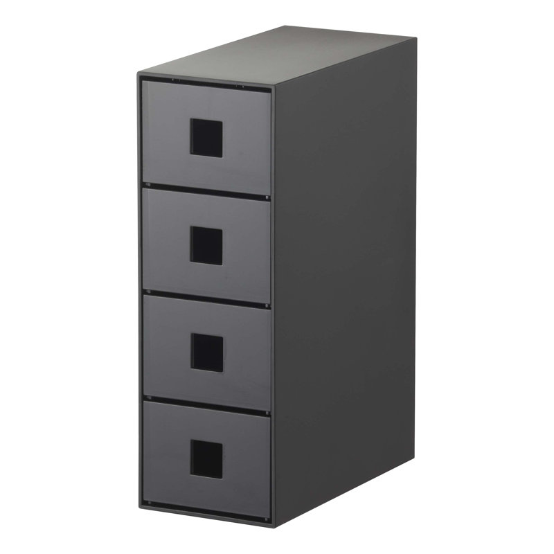 Black 4-Tier Rectangular Plastic Jewelry Storage Tower