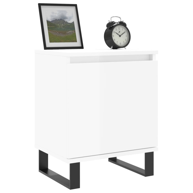 Marieo 40cm W Iron Bedside Table, White