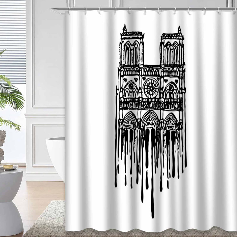 Rideau de douche cathédrale avec 12 crochets, L 72 po x l 72 po