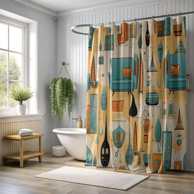 Bubbles Town - Rideau de douche Premium, H 74 po x l 71 po