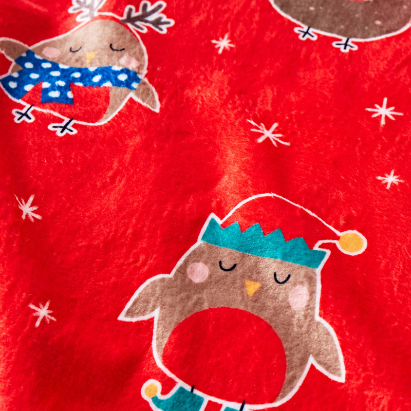 Christmas Party Robins Cosy Fleece Blanket Throw