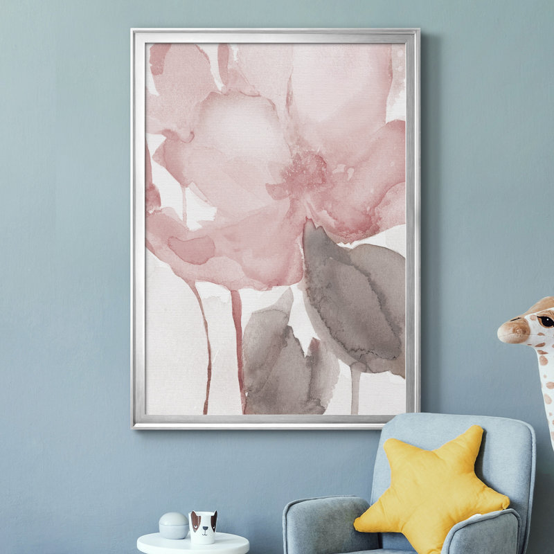 Blush Bloom II - peinture sur toile encadrée, H 30,5 po x l 42,5 po x P 1,5 po, Argent