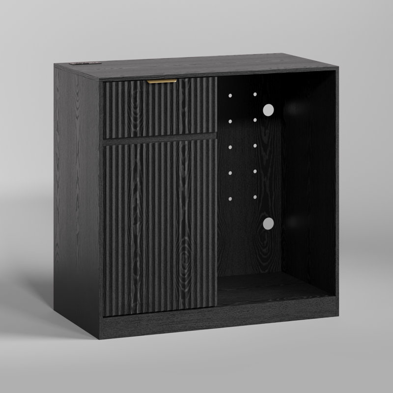 Bar à café moderne de 38,6 po avec prise de courant et prise de courant, armoire de bar avec rangement pour le vin, table de bar en bois avec réfrigérateur pour la cuisine, la salle à manger et le salon