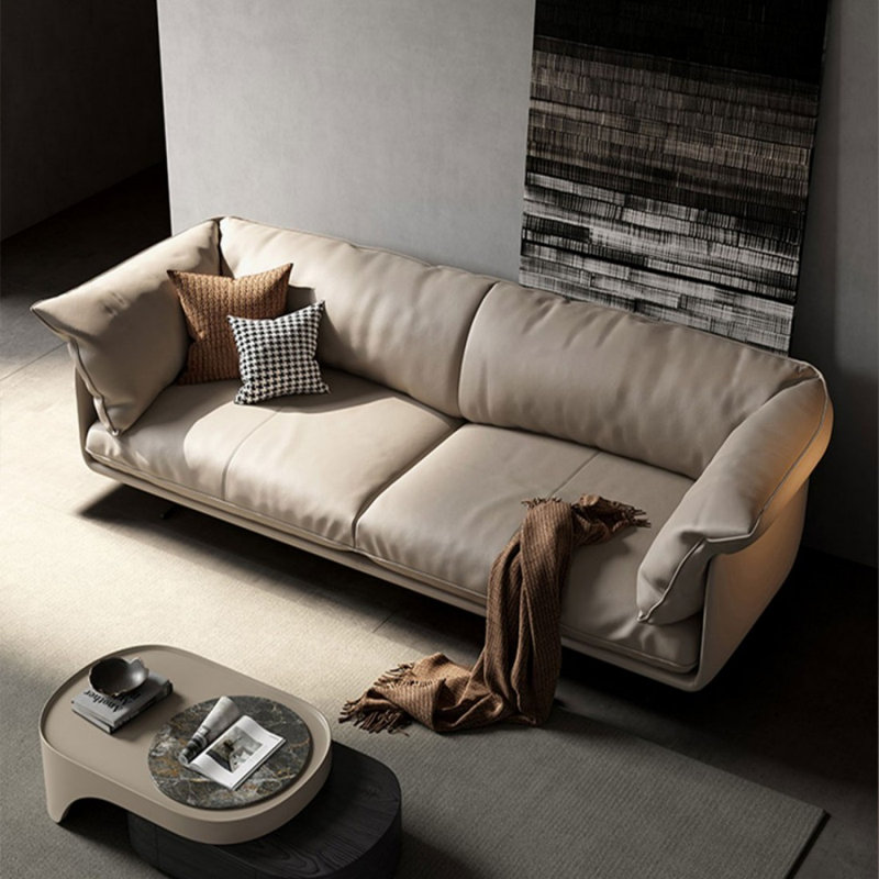 Coussin de canapé standard en cuir véritable kaki, H 33,46 po x l 70,08 po x P 38,98 po