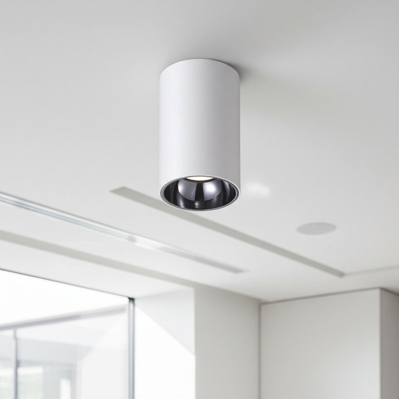 UltraBeam White Round Surface Mounted Ceiling Downlight, 12cm H x 7.3cm W x 12cm D