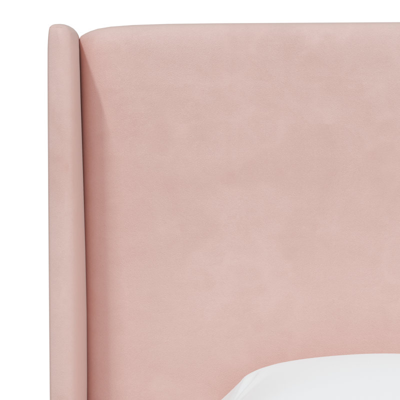 Lit tapissier standard à profil bas Emilio, Velours performance rosé classique, Grand