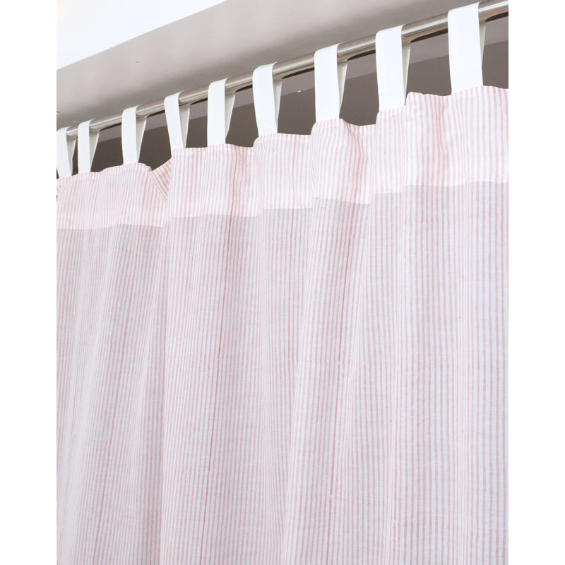 Rideau en coton imprimé à la main rose imprimé à rayures pour l'intérieur de la maison Laheriya, Pink, L 100 po x L 84 po