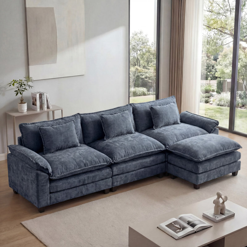 Latitude Run® Modern 4 Seat 120" L Shpaed Sectional Sofa Cloud Couch ...