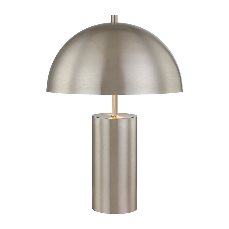 Lampe de table en métal Yotam, Nickel brossé
