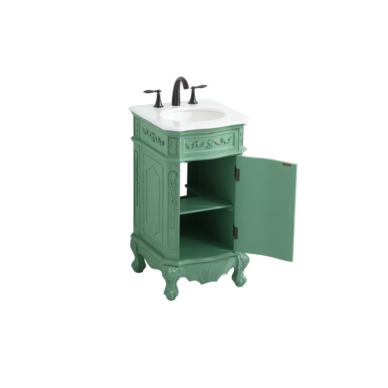 Lunette 19'' Single Bathroom Vanity with Top, Vintage Mint, Ivory White