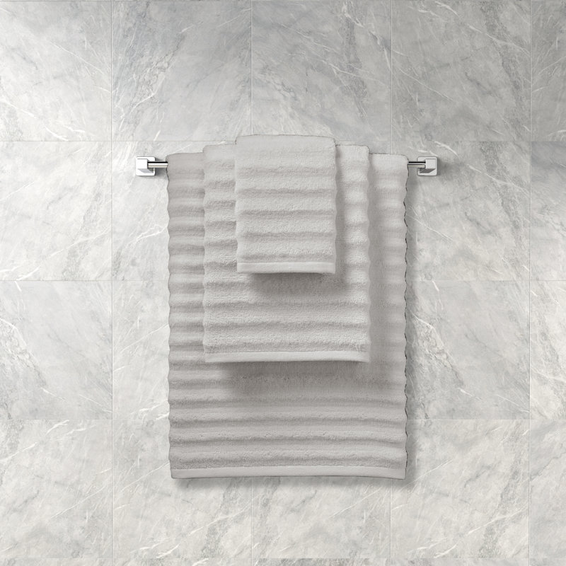 Cloud Gray Ridged Turkish Cotton Washcloth Set