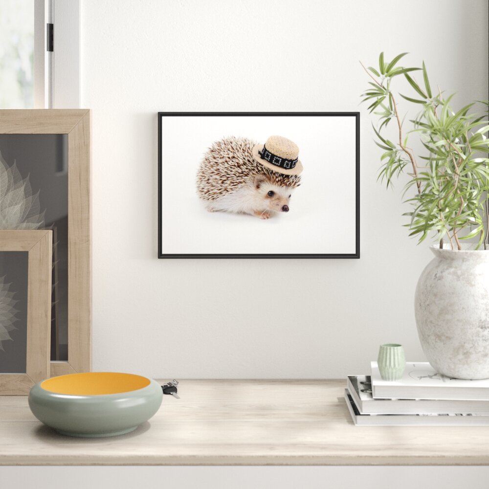 Gerahmtes Wandbild Lustiger Igel mit Hut