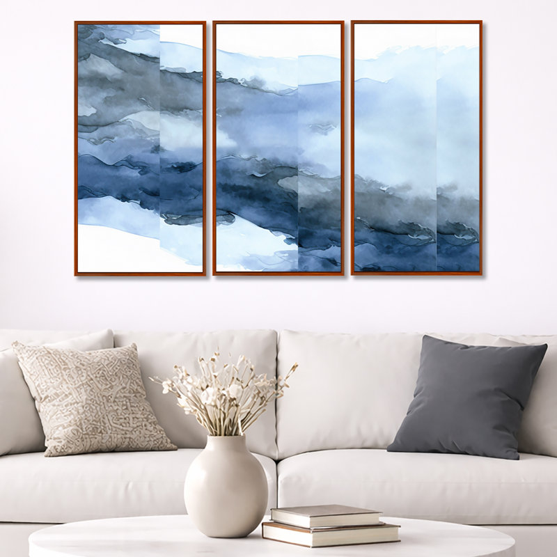 Sapphire Blue Nebula VII " Sapphire Blue Nebula VII " 3 - Pieces, Floater Framed Print, 28" H x 36" W, Brown