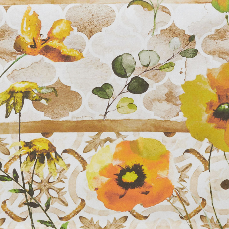 Square Floral 100% Cotton Block Print Tablecloth