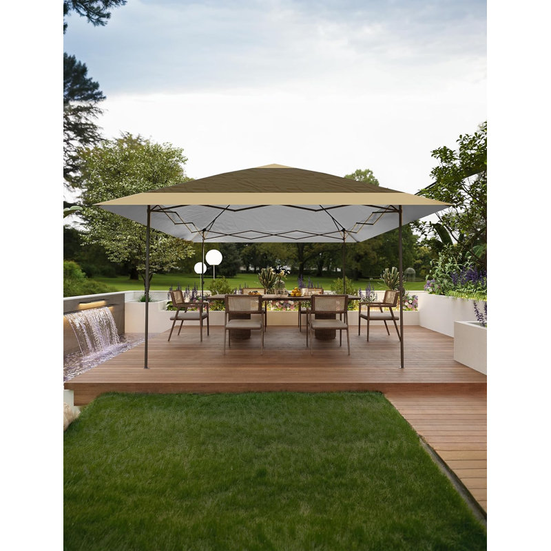 Tente d'auvent instantanée 12 x 12 avec double toit pour patio, Kaki, H 120 po x l 120 po x P 118 po