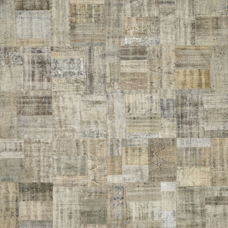 Tapis contemporain olive / gris / crème Carmelia, Carré 6 pi