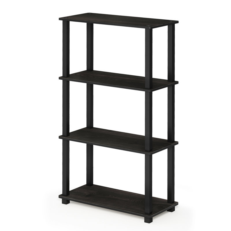 Johnston 4 Tier Toolless Assembly Shelving Unit Bookcase, Espresso/Black Square Tube
