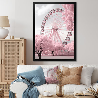 «Pink Ferris Wheel Magical Spin I», impressions sur toile de paysages urbains