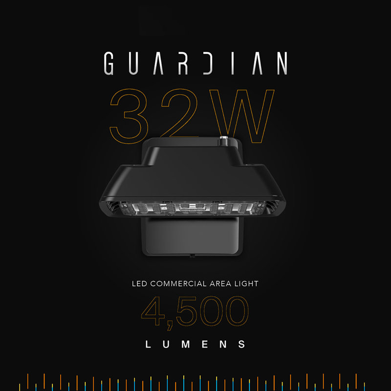 Guardian 32W LED Wall Pack Area Light, 4,500 Lumens, 4000K, Dusk-to-Dawn, 0-10V Dimmable, Outdoor Security Light - Bronze